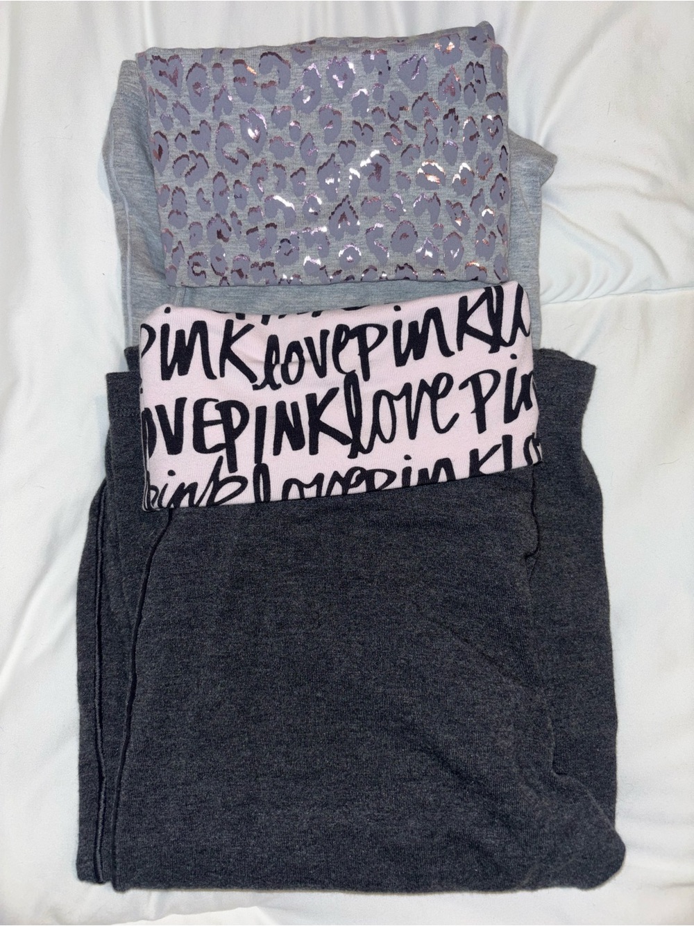 PINK Victoria's Secret Gray Lounge Top with Pink Sequin Accent